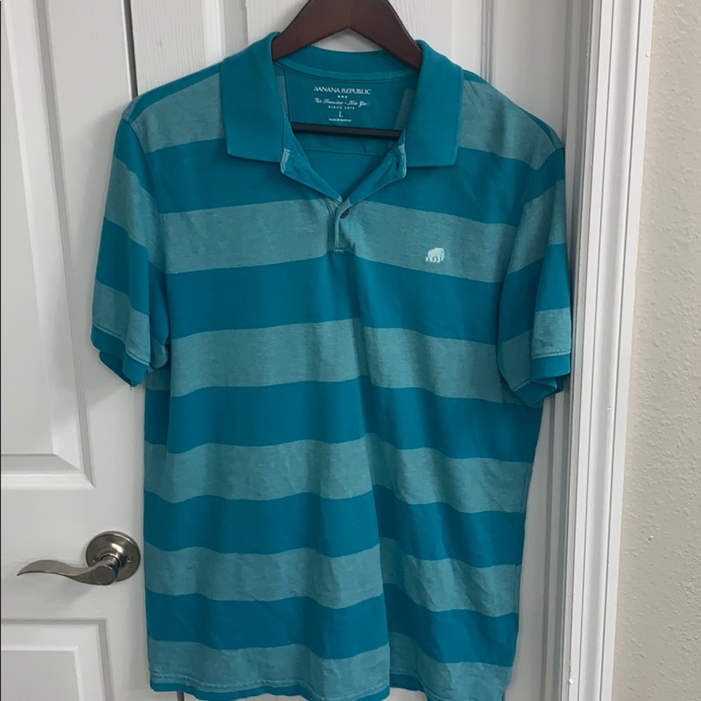 Banana Republic Blue striped polo shirt - large